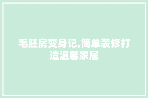 毛胚房变身记,简单装修打造温馨家居