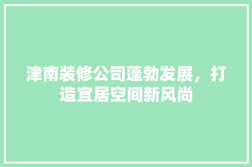 津南装修公司蓬勃发展，打造宜居空间新风尚