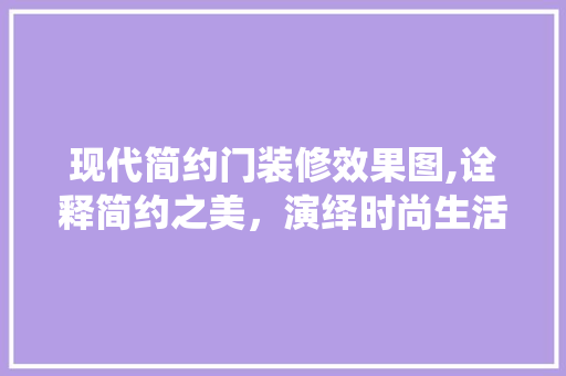 现代简约门装修效果图,诠释简约之美，演绎时尚生活