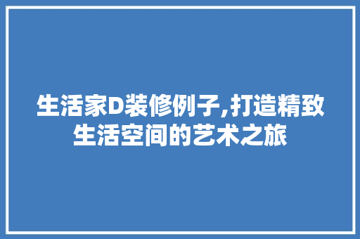 生活家D装修例子,打造精致生活空间的艺术之旅