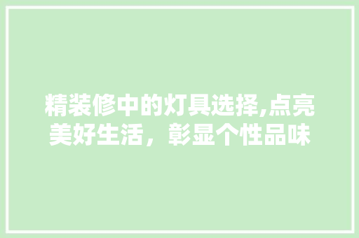 精装修中的灯具选择,点亮美好生活，彰显个性品味