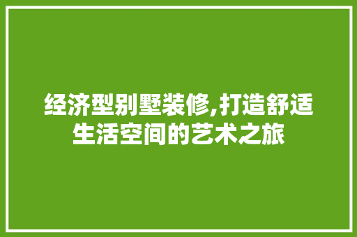 经济型别墅装修,打造舒适生活空间的艺术之旅