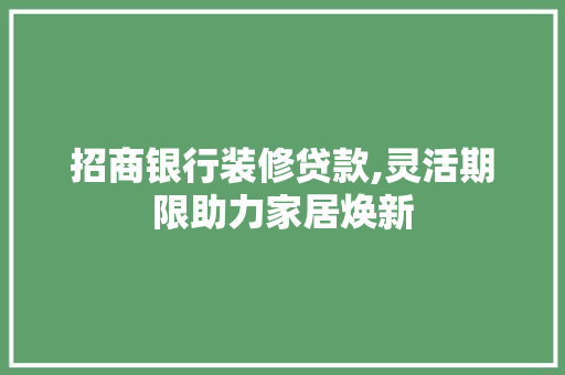 招商银行装修贷款,灵活期限助力家居焕新