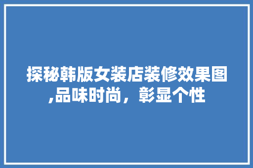 探秘韩版女装店装修效果图,品味时尚，彰显个性
