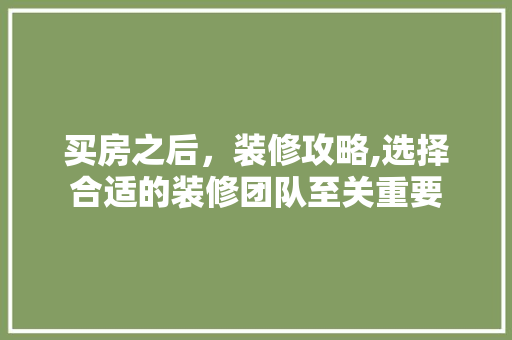 买房之后，装修攻略,选择合适的装修团队至关重要