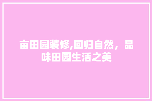 亩田园装修,回归自然，品味田园生活之美