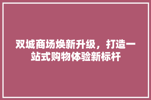双城商场焕新升级，打造一站式购物体验新标杆
