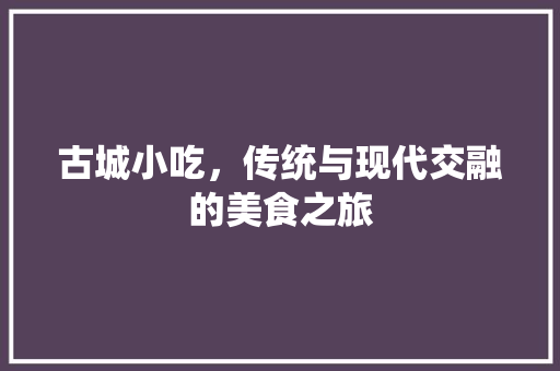 古城小吃，传统与现代交融的美食之旅