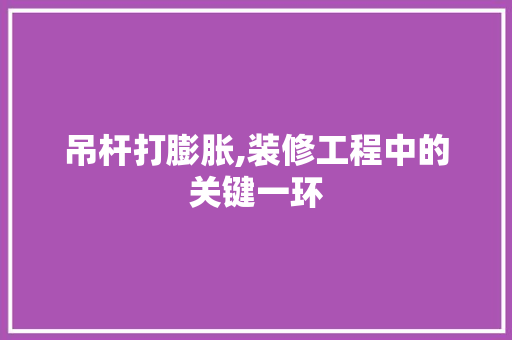 吊杆打膨胀,装修工程中的关键一环