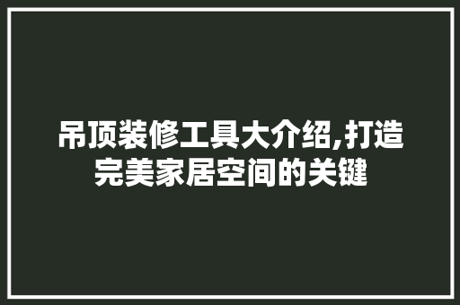 吊顶装修工具大介绍,打造完美家居空间的关键