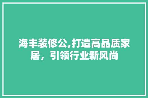 海丰装修公,打造高品质家居，引领行业新风尚