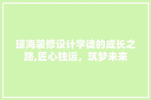琼海装修设计学徒的成长之路,匠心独运，筑梦未来