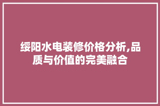 绥阳水电装修价格分析,品质与价值的完美融合