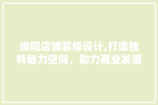 绵阳店铺装修设计,打造独特魅力空间，助力商业发展