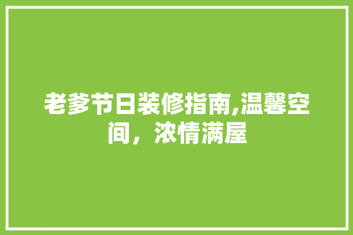 老爹节日装修指南,温馨空间，浓情满屋