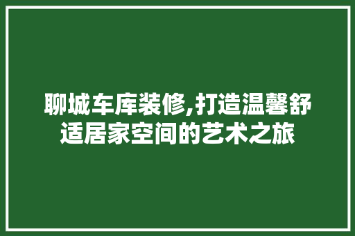 聊城车库装修,打造温馨舒适居家空间的艺术之旅