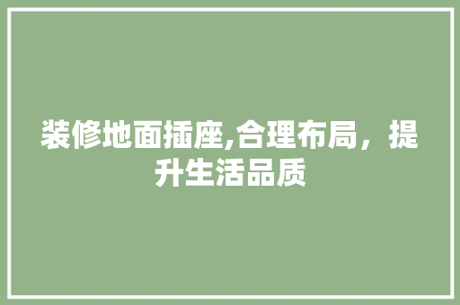 装修地面插座,合理布局，提升生活品质 实木门