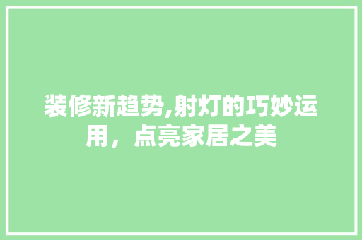 装修新趋势,射灯的巧妙运用，点亮家居之美 复合门