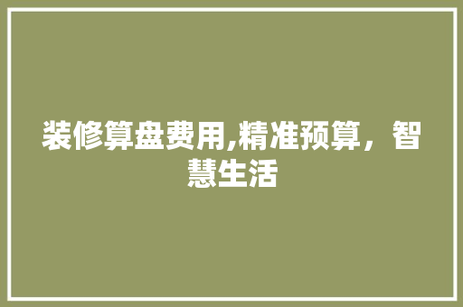 装修算盘费用,精准预算，智慧生活