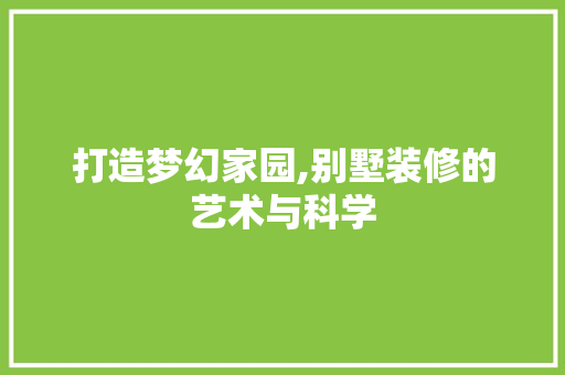 打造梦幻家园,别墅装修的艺术与科学