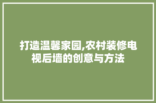 打造温馨家园,农村装修电视后墙的创意与方法