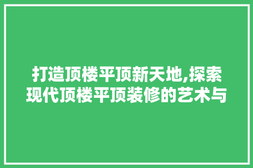 打造顶楼平顶新天地,探索现代顶楼平顶装修的艺术与智慧