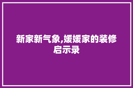 新家新气象,媛媛家的装修启示录