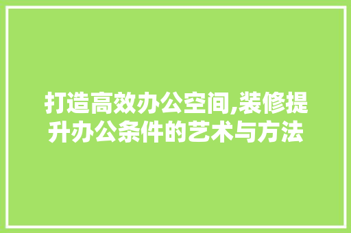 打造高效办公空间,装修提升办公条件的艺术与方法