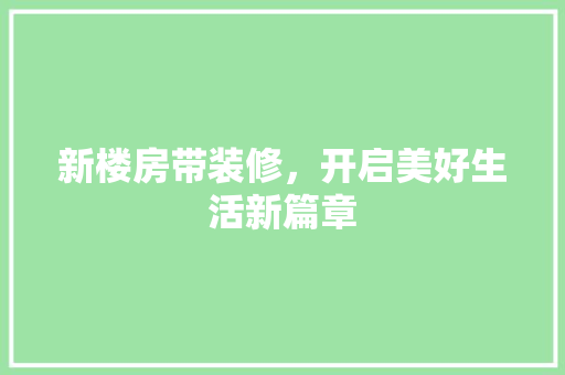 新楼房带装修，开启美好生活新篇章