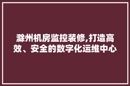 滁州机房监控装修,打造高效、安全的数字化运维中心
