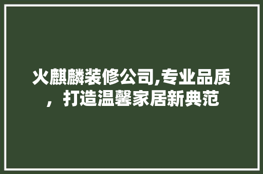 火麒麟装修公司,专业品质，打造温馨家居新典范