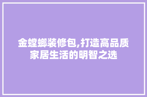 金螳螂装修包,打造高品质家居生活的明智之选