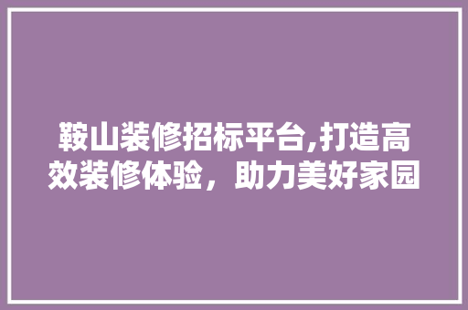 鞍山装修招标平台,打造高效装修体验，助力美好家园建设