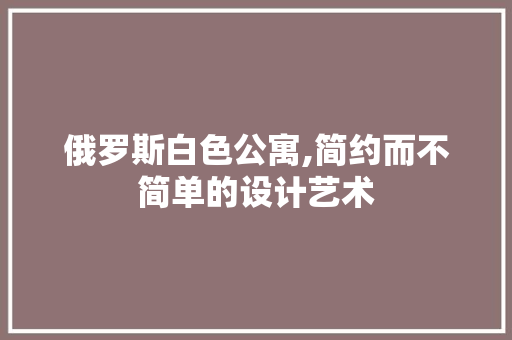 俄罗斯白色公寓,简约而不简单的设计艺术