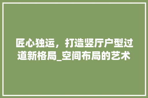匠心独运，打造竖厅户型过道新格局_空间布局的艺术