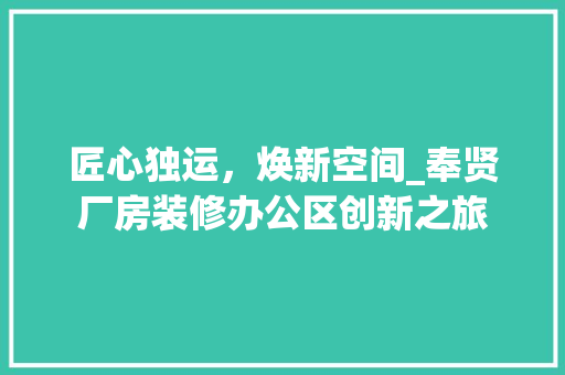 匠心独运，焕新空间_奉贤厂房装修办公区创新之旅