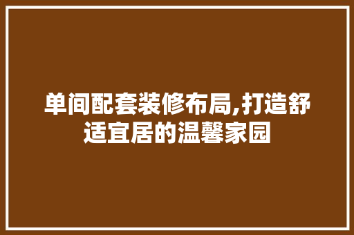单间配套装修布局,打造舒适宜居的温馨家园