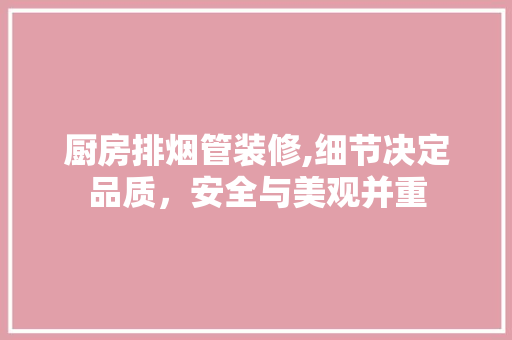厨房排烟管装修,细节决定品质，安全与美观并重
