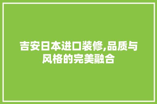 吉安日本进口装修,品质与风格的完美融合