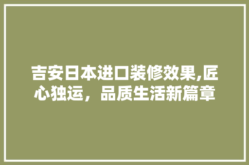 吉安日本进口装修效果,匠心独运，品质生活新篇章