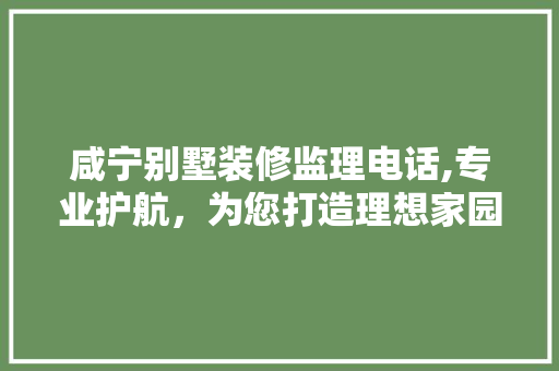 咸宁别墅装修监理电话,专业护航，为您打造理想家园