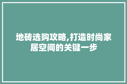地砖选购攻略,打造时尚家居空间的关键一步