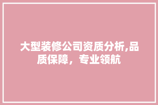 大型装修公司资质分析,品质保障，专业领航