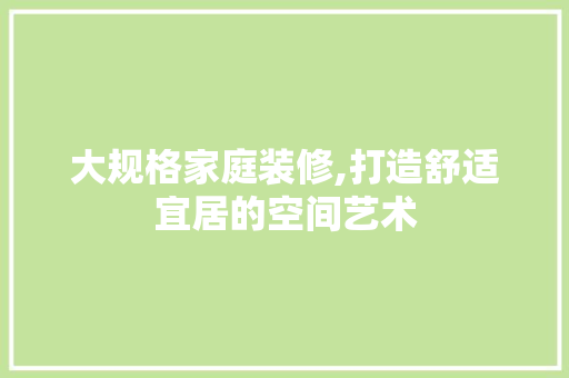 大规格家庭装修,打造舒适宜居的空间艺术