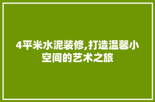 4平米水泥装修,打造温馨小空间的艺术之旅 复合门