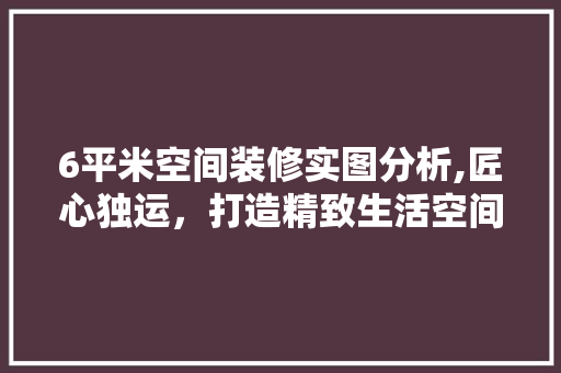 6平米空间装修实图分析,匠心独运，打造精致生活空间