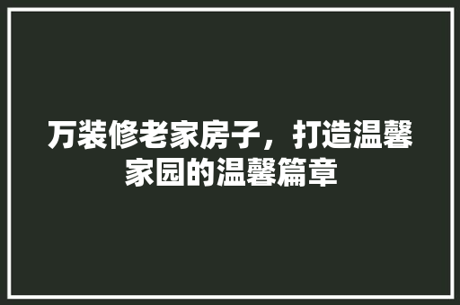 万装修老家房子，打造温馨家园的温馨篇章