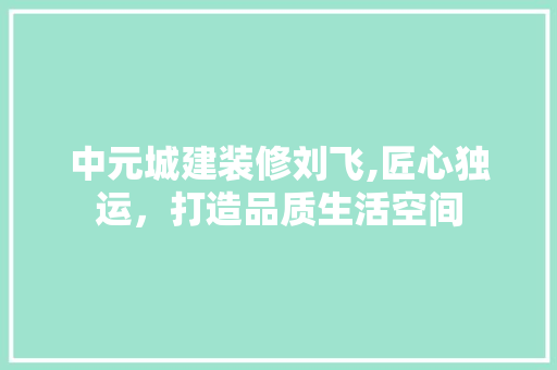 中元城建装修刘飞,匠心独运，打造品质生活空间