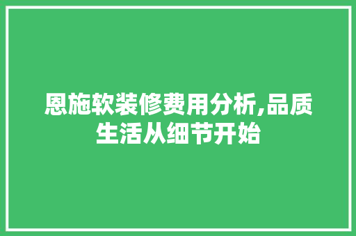 恩施软装修费用分析,品质生活从细节开始