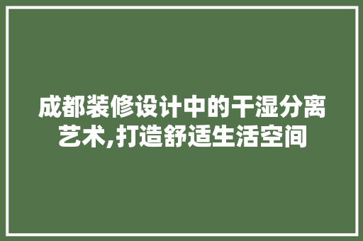 成都装修设计中的干湿分离艺术,打造舒适生活空间